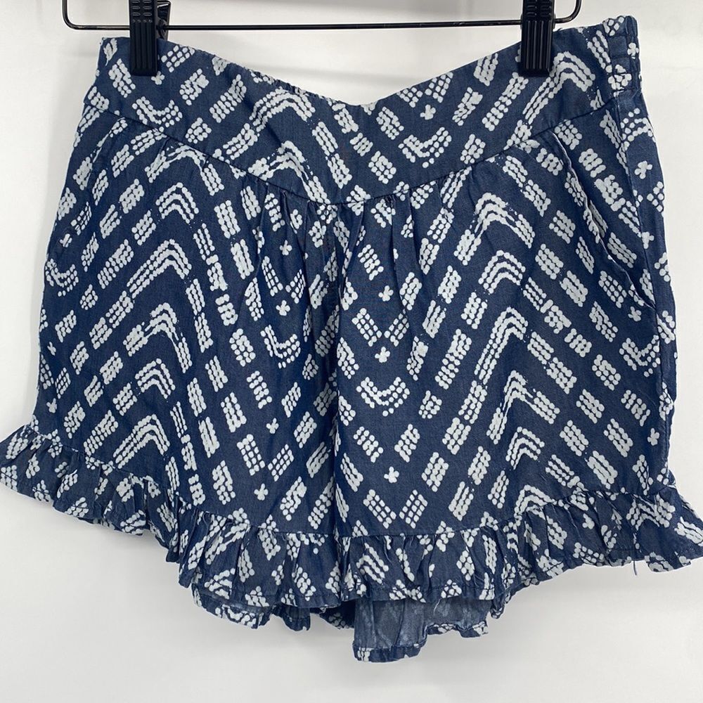 Splendid Boho Blue Ruffle Trim Shorts Size 14